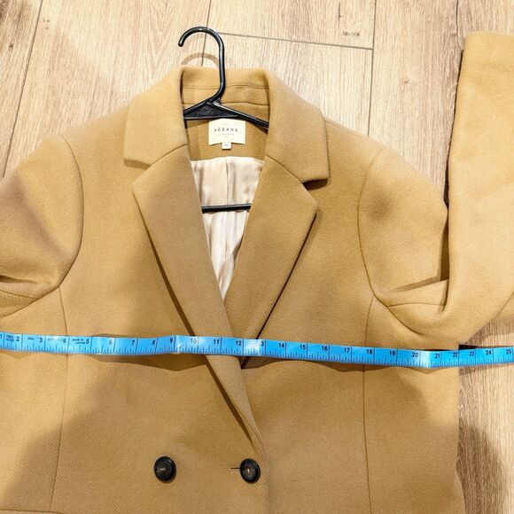 Sezane Johnson Wool Double Breasted Pea Coat Size 12 FR 44 Carmel Luxury Capsule - Picture 7 of 8